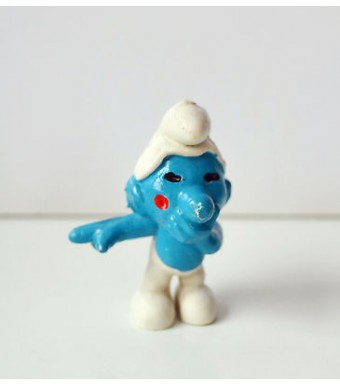 FIGURINE LES SCHTROUMPFS SMURF PITUFO -PEYO GERMANY RIEUR FARCEUR  (4x3cm)