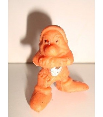ESSO - FIGURINE GLUPS -1970- BLANCHE NEIGE ET LES 7 NAINS GRINCHEUX ORANGE (3cm)