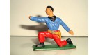 FIGURINE STARLUX -  SOLDAT MILITAIRE TENUE ROUGE ET BLEUE ABIME (4x4cm)