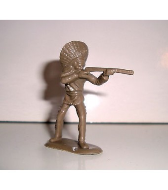 FIGURINE EN PLASTIQUE MONOCHROME SOLDAT ANNEE 70-80 INDIEN CHEF N°63 (5x5cm)