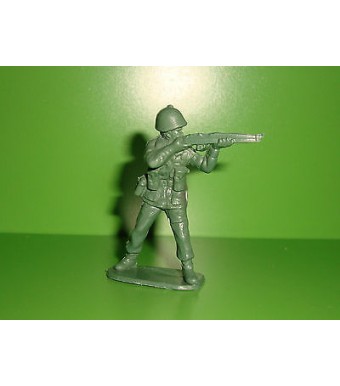 FIGURINE EN PLASTIQUE MONOCHROME SOLDAT U.S  ANNEE 70-80 N°91 (4x5cm)