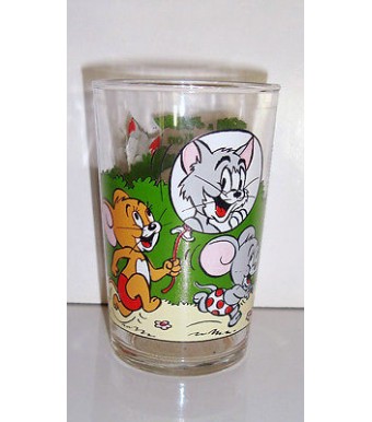 ANCIEN VERRE DE COLLECTION - TOM & JERRY 3.LE BALLON 1989