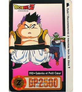 CARTE DRAGON BALL Z CARDDASS BANDAI 1996 - N-¦192 GOTENKS ET PETIT COEUR