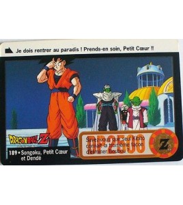 CARTE DRAGON BALL Z CARDDASS BANDAI 1996 - N-¦189 SONGOKU PETIT COEUR ET DENDE