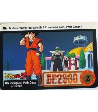CARTE DRAGON BALL Z CARDDASS BANDAI 1996 - N-¦189 SONGOKU PETIT COEUR ET DENDE