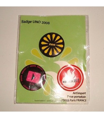 LOT DE 3 BADGES SOUND ADDICT - PLAY - SOUND