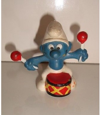 FIGURINE SCHTROUMPF SMURF PEYO PUFFI PITUFO TAMBOUR SCHLEICH 2.0009 