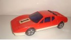 ANCIEN VEHICULE VOITURE ROUGE JOUSTRA (VOITURE EN PLASTIQUE NON ROULANTE 21x9cm)