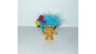 FIGURINE VINTAGE 80'S TROLL CHEVEUX BLEU AVEC BALLON (10x5cm)