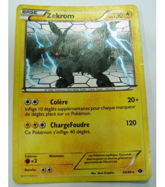 Rare Carte POKEMON Zekrom 130 PV 50/99