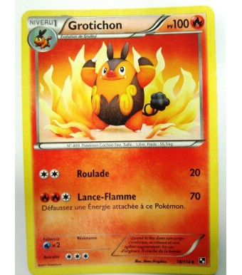 CARTE POKEMON  Grotichon 100pv 18/114 Noir et Blanc