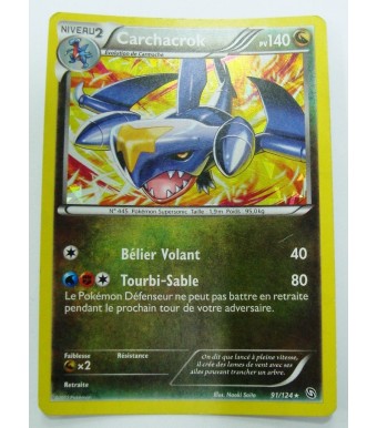 Carte Pokémon CARCHACROK 140 PV 91/124 Holo Mosaïque Noir Blanc 