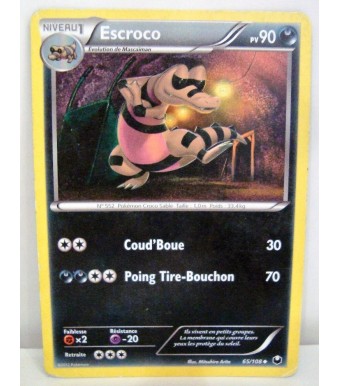 Carte Pokemon Escroco 90 pv Noir et Blanc Explorateurs Obscurs 