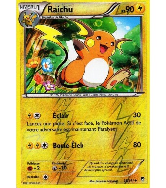 RAICHU 90PV REVERSE 28 111 CARTE POKEMON - NEUF