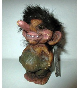 VINTAGE TROLL NORVEGIEN FAIT A LA MAIN NY FORM TROLL DOLL AVEC ETIQUETTE (11x6cm