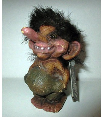 VINTAGE TROLL NORVEGIEN FAIT A LA MAIN NY FORM TROLL DOLL AVEC ETIQUETTE (11x6cm