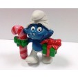 schtroumpf Noël avec cadeau et sucre d'orge , made in Portugal 