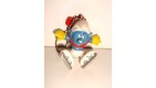 ANCIEN PORTE CLE KEYCHAIN SCHTROUMPF SMURF PATINEUR PEYO BULLY  (6x5cm)